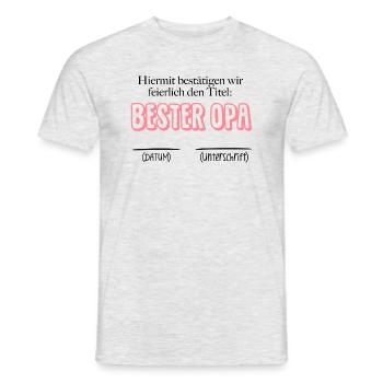 Bestätigung Bester OPA - Datum & Unterschrift - Männer T-Shirt - Grau meliert - Vorne - AI Model Male 178 dark (178cm)