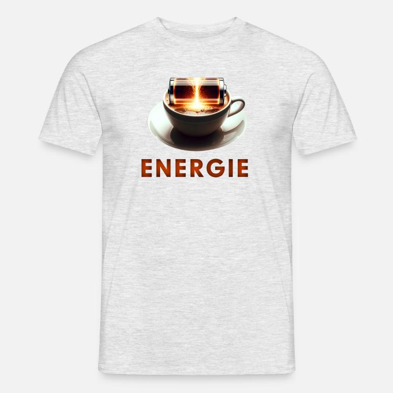 Kaffee-Power - Männer T-Shirt - Grau meliert