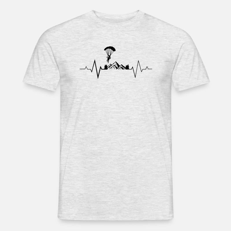 Herzschlag Puls Fallschirm: Adrenalin pur! - Männer T-Shirt - Grau meliert