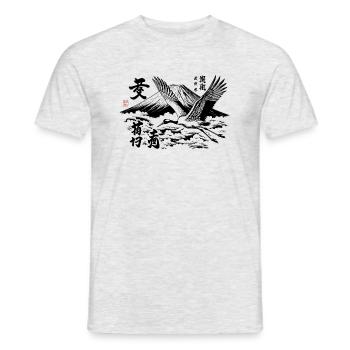 Grue volante Japon Mont Fuji - T-shirt homme - gris chiné - Devant - AI Model Male 178 dark (178cm)