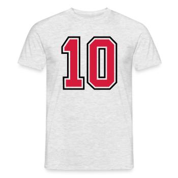 10 sports jersey football number - T-shirt homme - gris chiné - Devant - AI Model Male 178 dark (178cm)