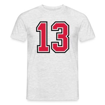 13 sports jersey football number - Mænd T-shirt - grå meleret - Foran - AI Model Male 178 dark (178cm)