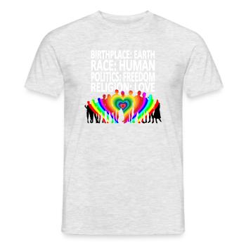 Gegen Rassismus (englisches Shirt) - Männer T-Shirt - Grau meliert - Vorne - AI Model Male 178 dark (178cm)