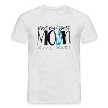 moin heet dat - Männer T-Shirt - Grau meliert - Vorne - AI Model Male 178 dark (178cm)