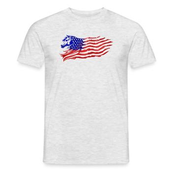 USA Fahne Flage mit Pferd - Männer T-Shirt - Grau meliert - Vorne - AI Model Male 178 dark (178cm)