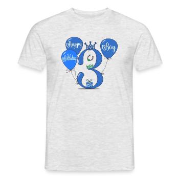 3 Geburtstag Boy Luftballon - Männer T-Shirt - Grau meliert - Vorne - AI Model Male 178 dark (178cm)