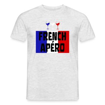 FRENCH APÉRO Vin Français bleu blanc et rouge - T-shirt homme - gris chiné - Devant - AI Model Male 178 dark (178cm)