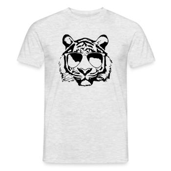 Tiger mit Sonnenbrille Coole Geschenkidee - Männer T-Shirt - Grau meliert - Vorne - AI Model Male 178 dark (178cm)