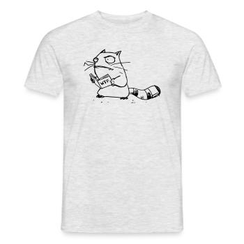 nerd wtf cat - Männer T-Shirt - Grau meliert - Vorne - AI Model Male 178 dark (178cm)