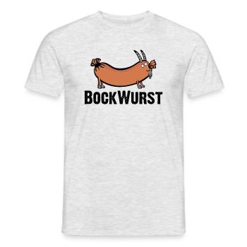 die Wurst, der Bock und die BockWurst - Männer T-Shirt - Grau meliert - Vorne - AI Model Male 178 dark (178cm)