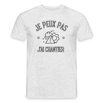 je peux pas j'ai chantier - T-shirt homme - gris chiné - Devant - AI Model Male 178 dark (178cm)