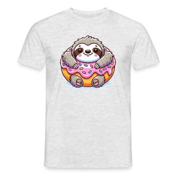 Kawaii Sloth with Donut - Men's T-Shirt - heather grey - Front - AI Model Male 178 dark (178cm)