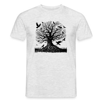 T-shirt d’art de l’arbre aux corbeaux pour les amoureux de la nature - T-shirt homme - gris chiné - Devant - AI Model Male 178 dark (178cm)
