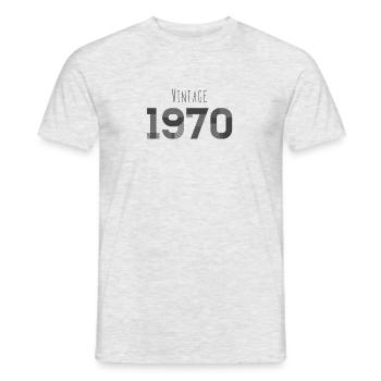 Vintage des années 1970 - T-shirt homme - gris chiné - Devant - AI Model Male 178 dark (178cm)