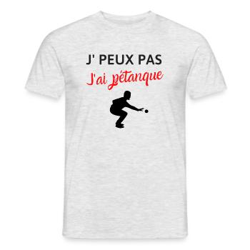 Je peux pas j'ai pétanque humour boules - T-shirt homme - gris chiné - Devant - AI Model Male 178 dark (178cm)