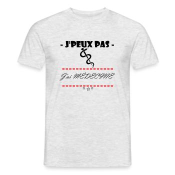 J'PEUX PAS J'AI MÉDECINE Funny T-shirt,Hoodies,etc - T-shirt homme - gris chiné - Devant - AI Model Male 178 dark (178cm)