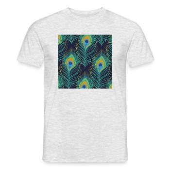 Pfauenfeder Pfau Federn Muster - Männer T-Shirt - Grau meliert - Vorne - AI Model Male 178 dark (178cm)