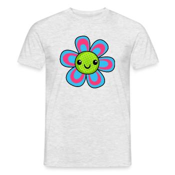 Blue Happy Daisy Flower - Men's T-Shirt - heather grey - Front - AI Model Male 178 dark (178cm)