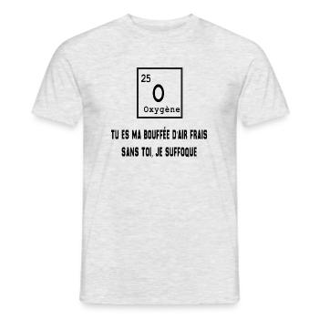 Tu es ma bouffée d'air sans toi je suffoque - T-shirt homme - gris chiné - Devant - AI Model Male 178 dark (178cm)
