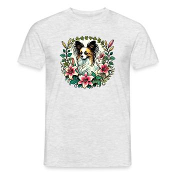 Papillon-Hund - Männer T-Shirt - Grau meliert - Vorne - AI Model Male 178 dark (178cm)