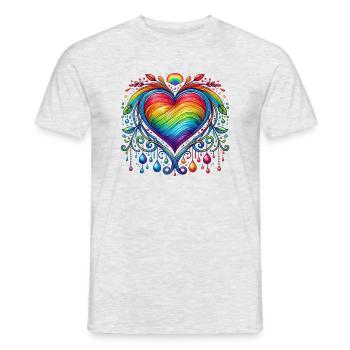 Coeur arc-en-ciel - T-shirt homme - gris chiné - Devant - AI Model Male 178 dark (178cm)