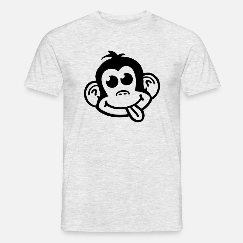 affe_crazy_smiley_a1 - Männer T-Shirt - Grau meliert