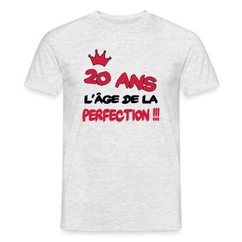 20 ans l'âge de la perfection - Men's T-Shirt - heather grey - Front - AI Model Male 178 dark (178cm)