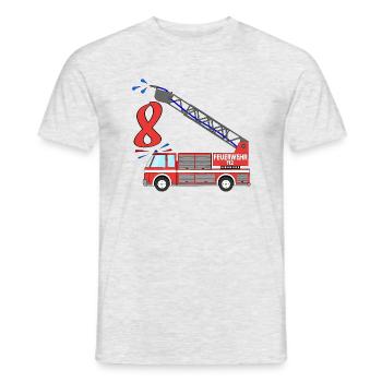 Feuerwehrauto 8. Geburtstag - Männer T-Shirt - Grau meliert - Vorne - AI Model Male 178 dark (178cm)
