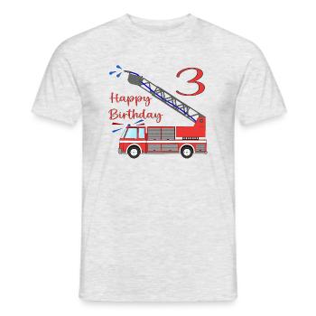 Fire engine Happy Birthday 3 - Men's T-Shirt - heather grey - Front - AI Model Male 178 dark (178cm)