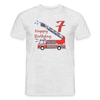 Fire engine Happy Birthday 7 - Men's T-Shirt - heather grey - Front - AI Model Male 178 dark (178cm)