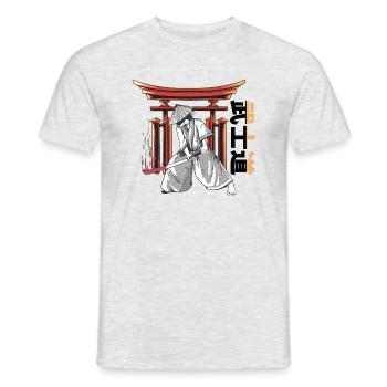 JAPANISCHER SAMURAI I KRIEGER - Männer T-Shirt - Grau meliert - Vorne - AI Model Male 178 dark (178cm)