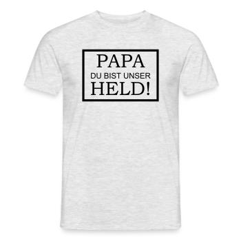 Papa du bist unser Held - Männer T-Shirt - Grau meliert - Vorne - AI Model Male 178 dark (178cm)