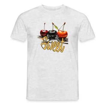 kirsche, Süßkirschen, sweet cherry - Männer T-Shirt - Grau meliert - Vorne - AI Model Male 178 dark (178cm)