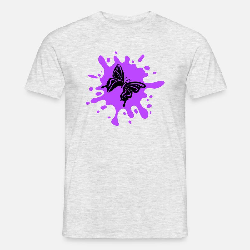 schmetterling farbklecks - Männer T-Shirt - Grau meliert
