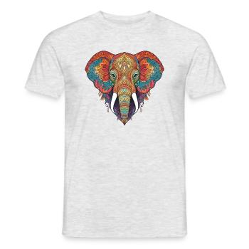 Elefant Zentangle Kunst bunt tier - Männer T-Shirt - Grau meliert - Vorne - AI Model Male 178 dark (178cm)