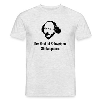 Shakespeare: Der Rest ist Schweigen. - Männer T-Shirt - Grau meliert - Vorne - AI Model Male 178 dark (178cm)