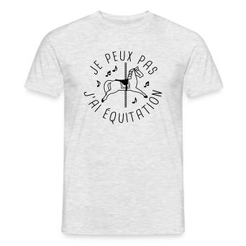 je peux pas j'ai équitation - T-shirt homme - gris chiné - Devant - AI Model Male 178 dark (178cm)