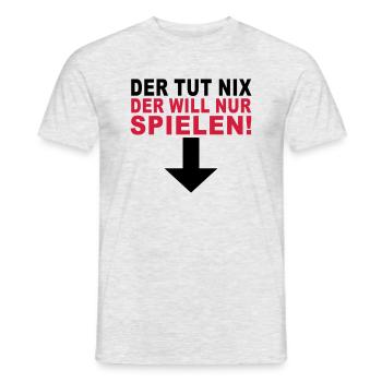 der tut nix der will nur spielen - Männer T-Shirt - Grau meliert - Vorne - AI Model Male 178 dark (178cm)