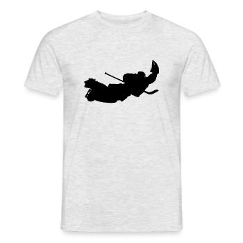 Gardien de but de joueur de hockey sur glace, gardien de but. Hockey sur glace - T-shirt homme - gris chiné - Devant - AI Model Male 178 dark (178cm)