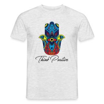 hamsa hand fatima yoga think positive Geschenk - Männer T-Shirt - Grau meliert - Vorne - AI Model Male 178 dark (178cm)