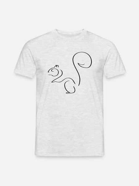 Eichhörnchen Line Art - Minimalistisch - Männer T-Shirt - Grau meliert