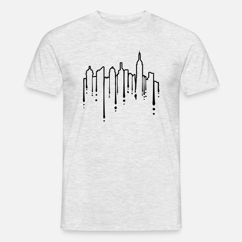Silhouette Graffiti Hochhäuser - Männer T-Shirt - Grau meliert