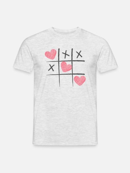Valentinstag Tic Tac Toe - Männer T-Shirt - Grau meliert