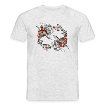 Japanische Koi-Karpfenfischzeichnung 14035 A - Männer T-Shirt - Grau meliert - Vorne - AI Model Male 178 dark (178cm)