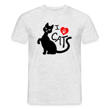i love cats - Männer T-Shirt - Grau meliert - Vorne - AI Model Male 178 dark (178cm)