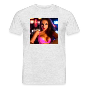 Belle femme latine dans le bar - T-shirt homme - gris chiné - Devant - AI Model Male 178 dark (178cm)
