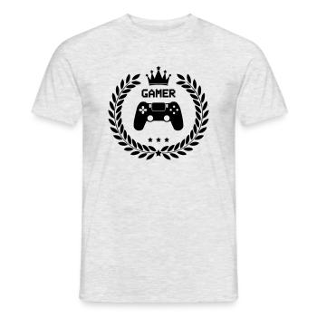 Gamer Coat of Arms - Men's T-Shirt - heather grey - Front - AI Model Male 178 dark (178cm)