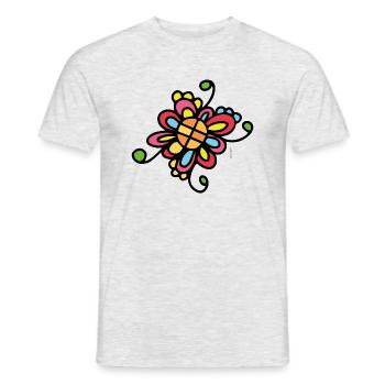 Mexikanischer Design-Blumendruck - Männer T-Shirt - Grau meliert - Vorne - AI Model Male 178 dark (178cm)