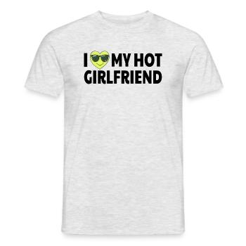 I Love My Girlfriend Green Heart Black Glasses - Men's T-Shirt - heather grey - Front - AI Model Male 178 dark (178cm)
