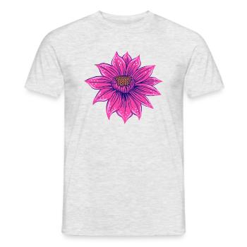 handgezeichnete Fantasie-Blume in neonpink - Männer T-Shirt - Grau meliert - Vorne - AI Model Male 178 dark (178cm)